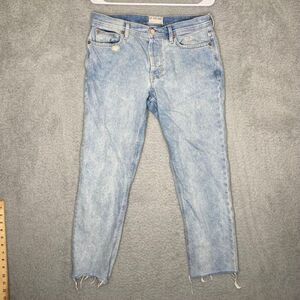 Free people we the free light wash button fly jeans cropped mid rise boho 28